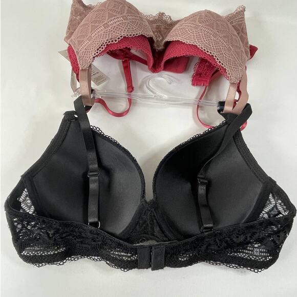 Adrienne Vittadini Front Crochet Detail Full Cup Underwired Bra 3 pack 36B NEW - Picture 4 of 14